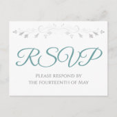 Carte Postale Turquoise sur blanc Simple mariage élégant RSVP (Devant)