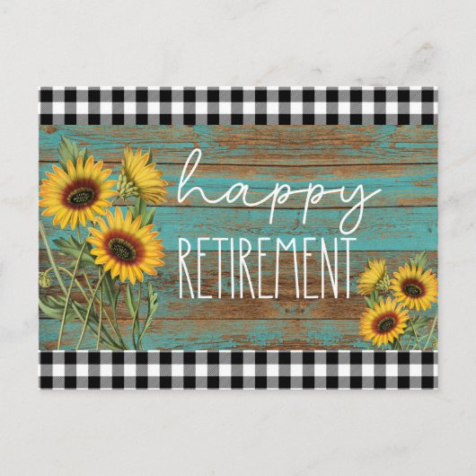 Carte Postale Turquoise tournesol rustique joyeuse retraite (Devant)