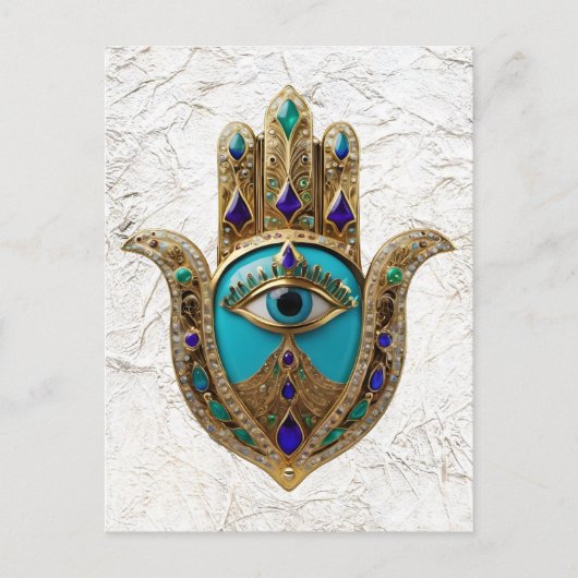 Carte Postale Turquoise Troisième Oeil Hamsa (Devant)
