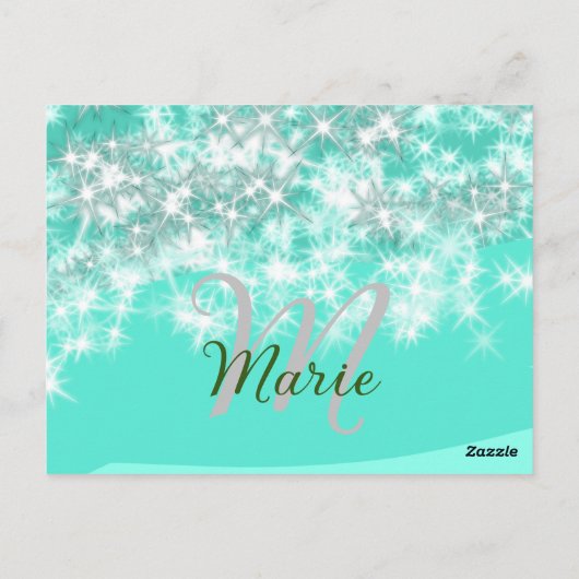 Carte Postale Turquoise turquoise agate aqua monogramme ajouter  (Dos)