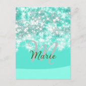 Carte Postale Turquoise turquoise agate aqua monogramme ajouter  (Devant)