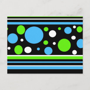 Carte Postale Turquoise Turquoise Blue Lime Green Stripes Pois
