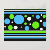 Carte Postale Turquoise Turquoise Blue Lime Green Stripes Pois (Devant)