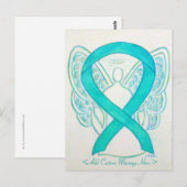 Carte postale Turquoise vert de sensibilisation au (Devant / Derrière)