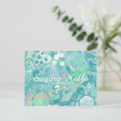 Carte Postale Turquoise Vert Marbre Bleu Fluide Art Hello (Debout devant)