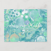 Carte Postale Turquoise Vert Marbre Bleu Fluide Art Hello (Devant)
