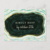 Carte Postale Turquoise Vert & Or Agate Mariage Repas Choix RSVP (Devant)