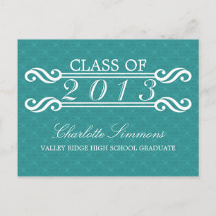 Carte postale turquoise Vintage Damask 2013 Grad P