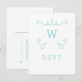 Carte postale turquoise Whimsical Flourd Monogramm (Devant / Derrière)