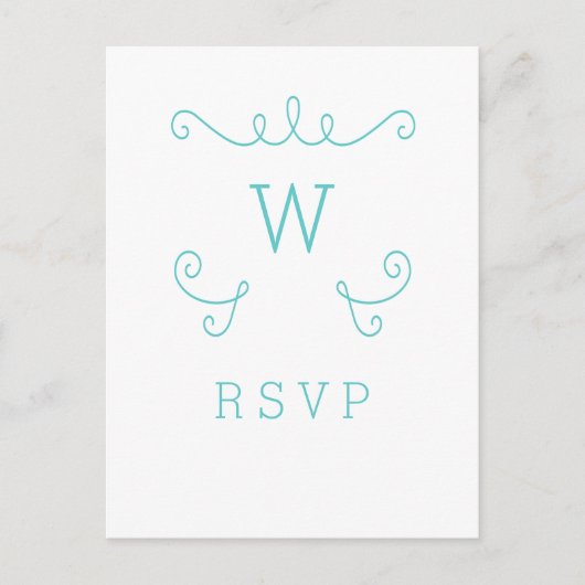 Carte postale turquoise Whimsical Flourd Monogramm (Devant)
