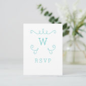 Carte postale turquoise Whimsical Flourd Monogramm (Debout devant)