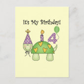 Carte Postale Turtle 4th Birthday Tshirts et cadeaux (Devant)