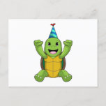 Carte Postale Turtle at Birthday<br><div class="desc">Ce design est le cadeau idéal pour un anniversaire,  Noël et d'autres célébrations. Il convient aux femmes,  aux hommes et aux enfants.</div>