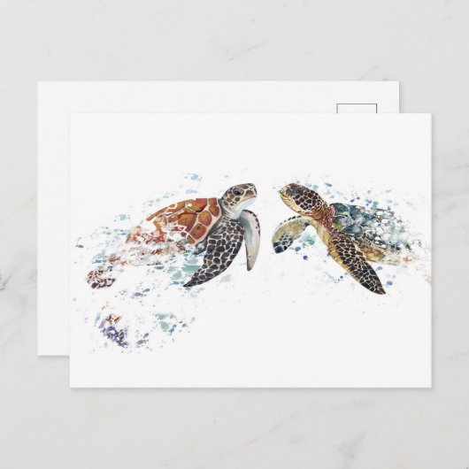 Carte Postale Turtle Couple (Devant / Derrière)