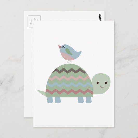 CARTE POSTALE TURTLE ET OISEAU (Devant / Derrière)