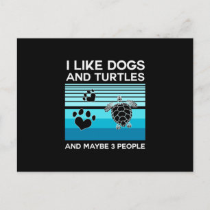 Carte Postale Turtle Lover J'Aime Les Chiens Et Les Tortues