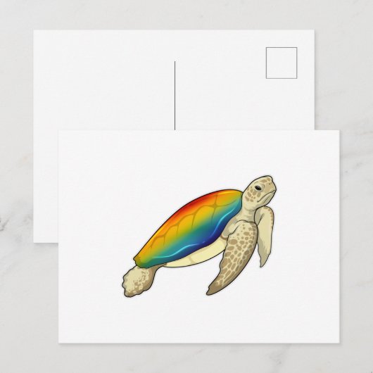 Carte Postale Turtle Rainbow (Devant / Derrière)