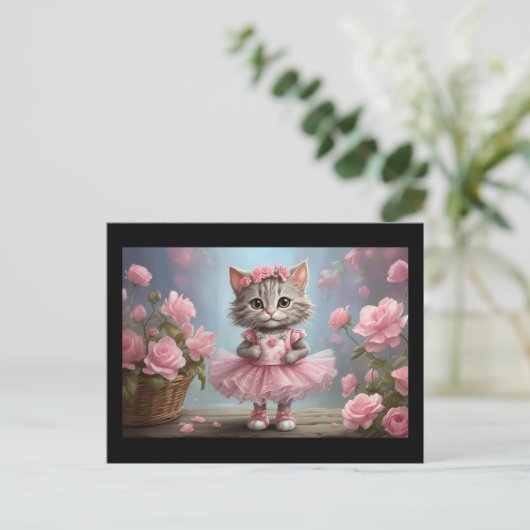 Carte Postale Tutu rose Ballerina Kitten (Debout devant)