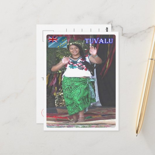 Carte Postale Tuvalu - Danseur - (Devant/Arrière en situation)