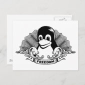 Carte Postale Tux Penguin - (Linux, Open Source, Copyleft, FSF) (Devant / Derrière)