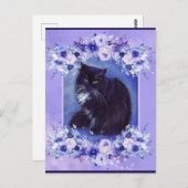 Carte Postale Tuxedo art de chat noir et blanc par Renee Lavoie (Devant / Derrière)