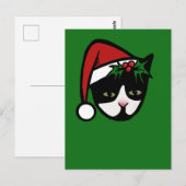 Carte Postale Tuxedo Cat Merry Christmas (Devant / Derrière)