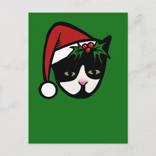 Carte Postale Tuxedo Cat Merry Christmas (Devant)