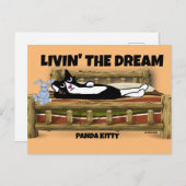 CARTE POSTALE TUXEDO CHAT AVEC BUNNING EN LIT, PANDA KITTY ART P (Devant / Derrière)