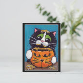 Carte Postale Tuxedo Chat avec Citrouille Halloween (Debout devant)