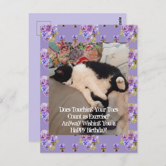 Carte Postale Tuxedo Chat Cute Joyeux Joyeux Jeu d'Anniversaire  (Devant / Derrière)