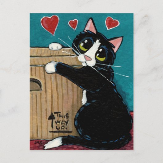 Carte Postale Tuxedo Chat en amour avec boîte Postcard (Devant)