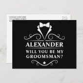 Carte Postale Tuxedo Cravate Serez-Vous Mon Groomsman Black (Devant / Derrière)