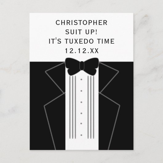 Carte Postale Tuxedo Mariage Bow Cravate Groomsman Proposition C (Devant)