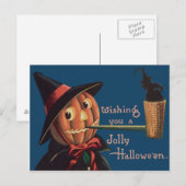 Carte Postale Tuyau Citrouille Jack O'Lantern (Devant / Derrière)