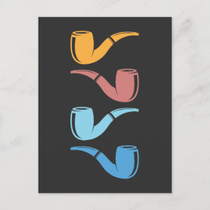 Carte Postale Tuyaux rétro Fumer Tuyaux colorés Fumeur