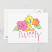Carte Postale TWEETY™ Fleurs tropicales (Devant / Derrière)
