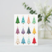 Carte Postale Twelve Christmas Trees: Colorful Holiday Print (Debout devant)