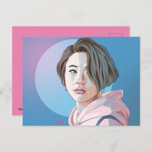 Carte postale TWICE Chaeyoung Version fraise (Devant / Derrière)