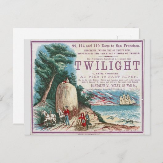 Carte Postale Twilight Clipper voilier (Devant / Derrière)
