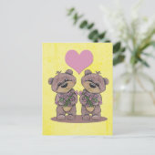 Carte Postale Twin Bears with Heart Postcard (Debout devant)