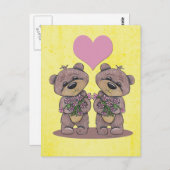 Carte Postale Twin Bears with Heart Postcard (Devant / Derrière)