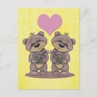 Carte Postale Twin Bears with Heart Postcard