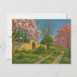 Carte Postale Twin Blossoms - Peinture sur le chemin de jardin p