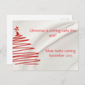 Carte Postale Twin Christmas Theme Grossesse Faire-part (Devant / Derrière)