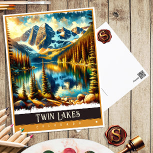 Carte Postale Twin Lakes, Colorado Peinture Vintage