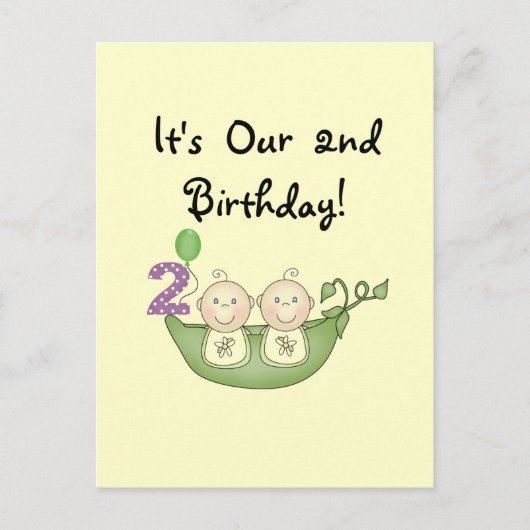 Carte Postale Twin Peas in a Pod 2e Anniversaire T-shirts et cad (Devant)