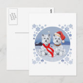 Carte Postale Twin Westies sur une soirée hivernale (Devant / Derrière)