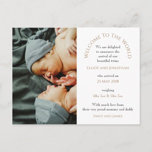 Carte Postale Twins modernes Bienvenue dans le monde de la typog (Devant)