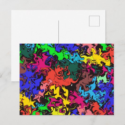 Carte Postale Twirls colorés Abstraits / (Devant / Derrière)