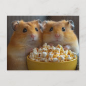 Carte Postale Two Adorable Hamsters With a Large Popcorn Bowl (Devant)